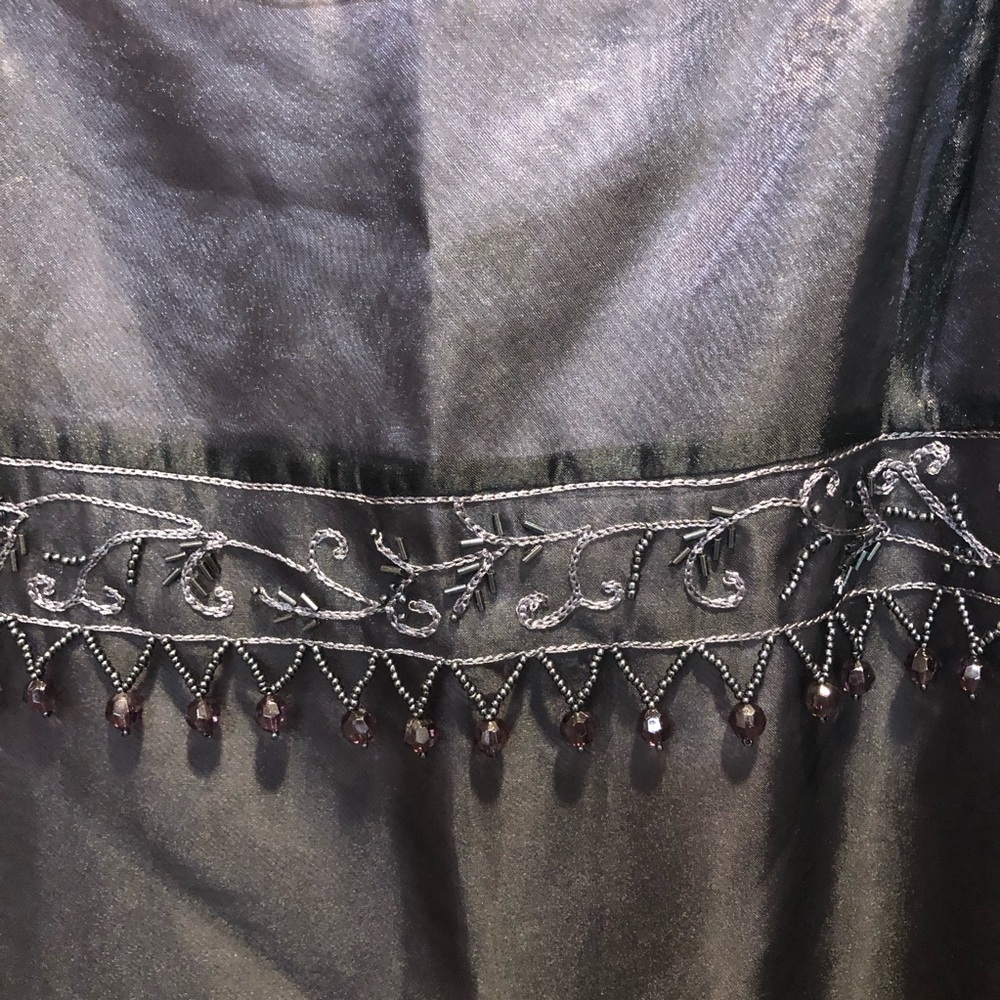 Vintage Y2K Sue Wong Formal Dress Beaded Embroidered Black Empire Waist Fairy - Picture 3 of 11